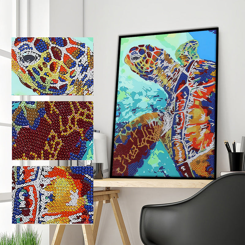 Bunte Schildkröte Sonderform Diamond Painting