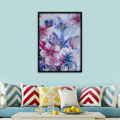 Schmetterling von Blumen Angezogen Sonderform Diamond Painting