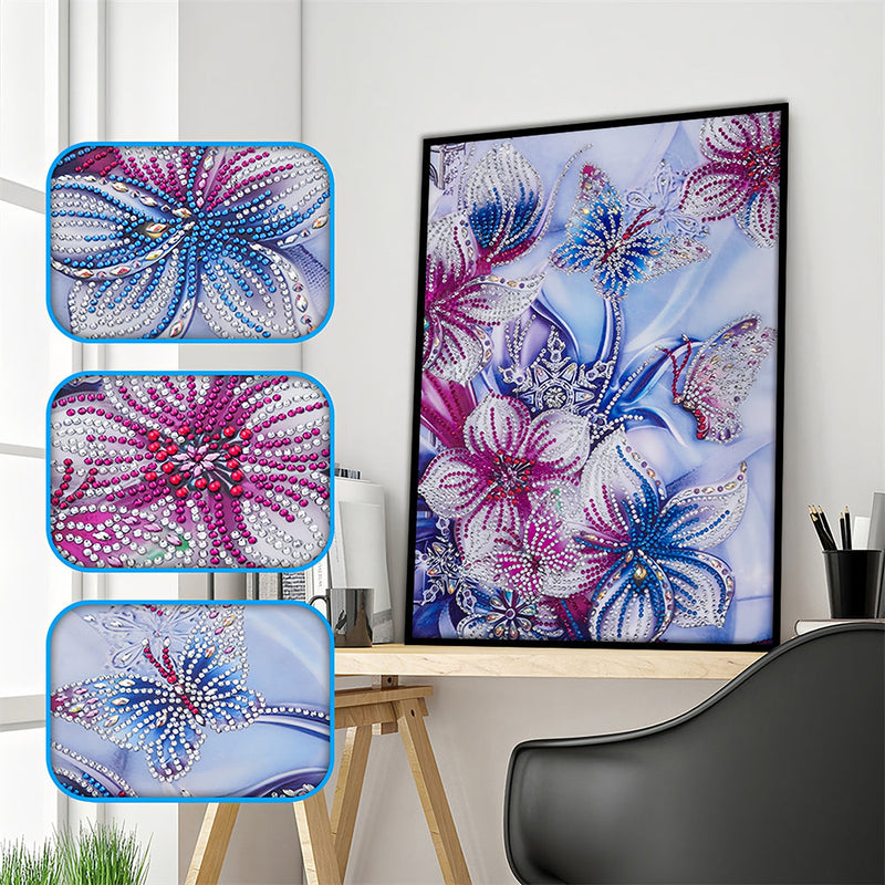 Schmetterling von Blumen Angezogen Sonderform Diamond Painting