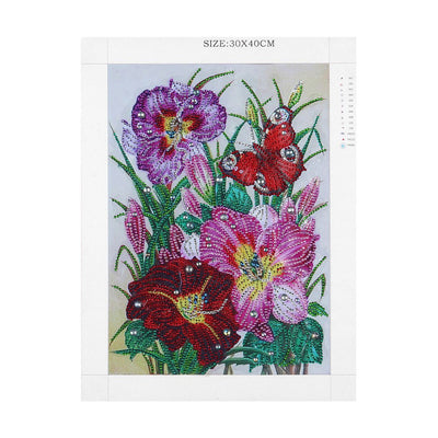 Rote und Rosa Blume Sonderform Diamond Painting