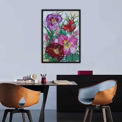 Rote und Rosa Blume Sonderform Diamond Painting