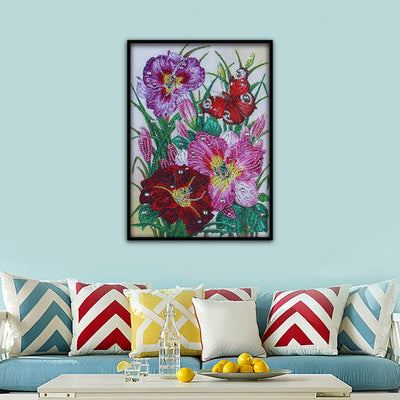 Rote und Rosa Blume Sonderform Diamond Painting