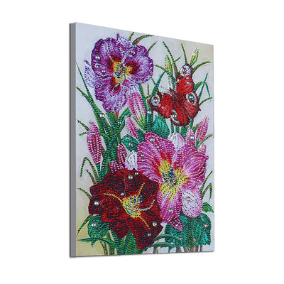 Rote und Rosa Blume Sonderform Diamond Painting