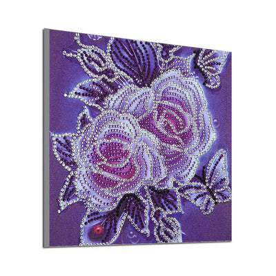 Zwei Rosen und Schmetterlinge Sonderform Diamond Painting