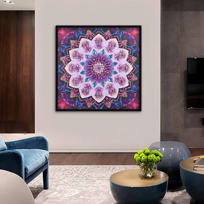 Rosa Blume Mandala Sonderform Diamond Painting