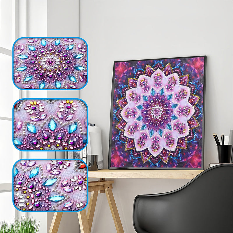 Rosa Blume Mandala Sonderform Diamond Painting