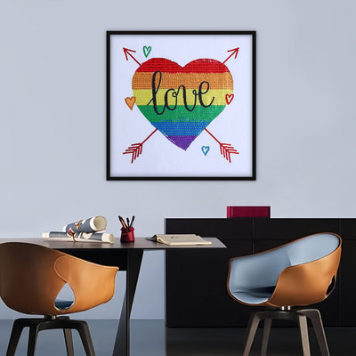 Regenbogenherz mit Pfeil Sonderform Diamond Painting