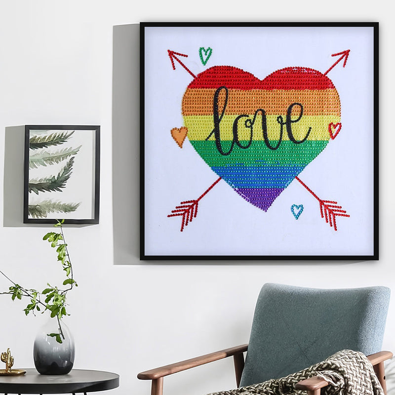 Regenbogenherz mit Pfeil Sonderform Diamond Painting