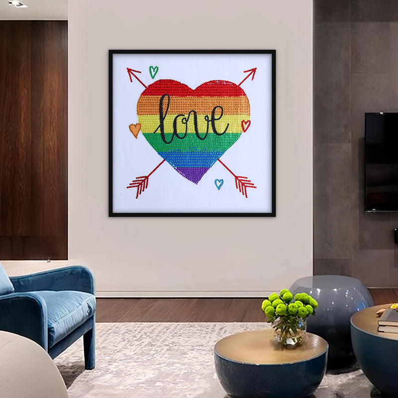 Regenbogenherz mit Pfeil Sonderform Diamond Painting