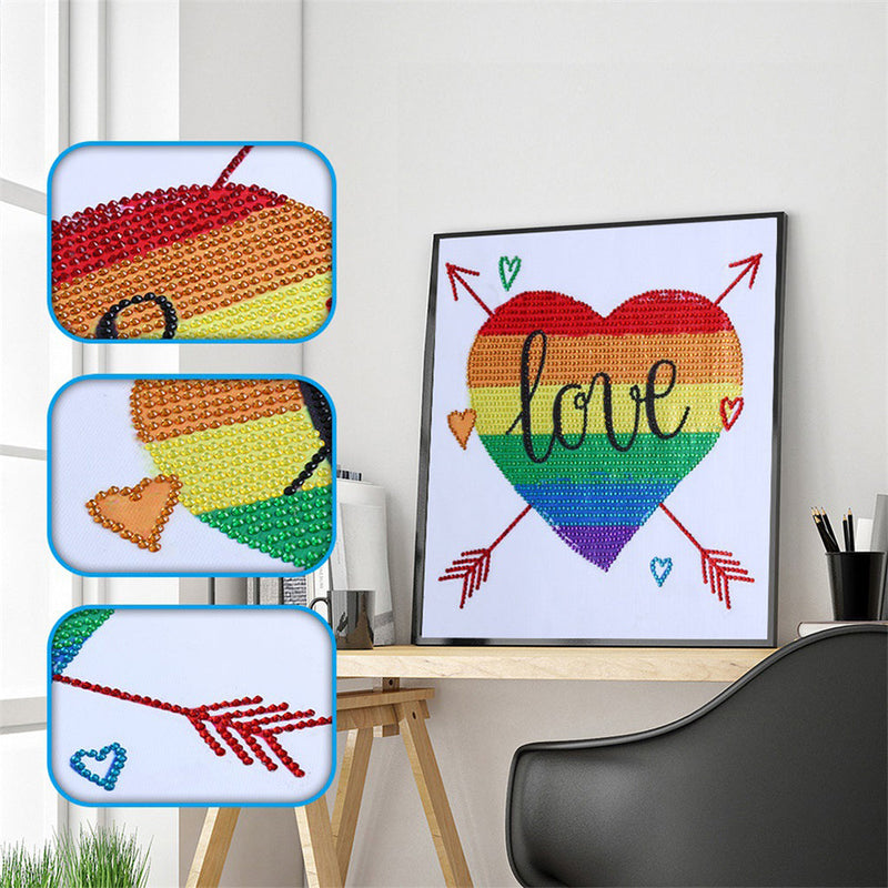 Regenbogenherz mit Pfeil Sonderform Diamond Painting