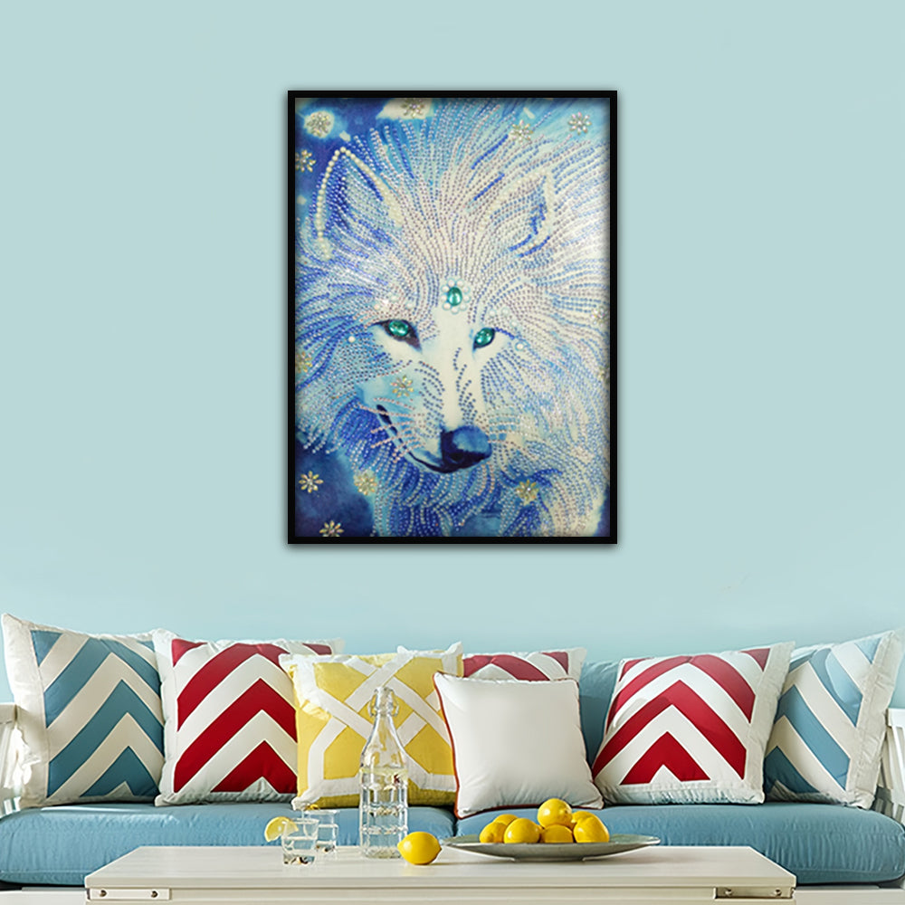 Weißer Wolf König Sonderform Diamond Painting