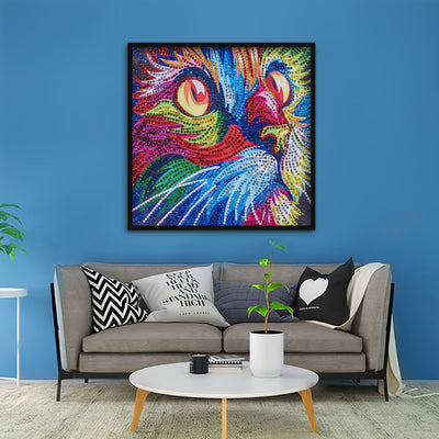 Bunte Katze Sonderform Diamond Painting