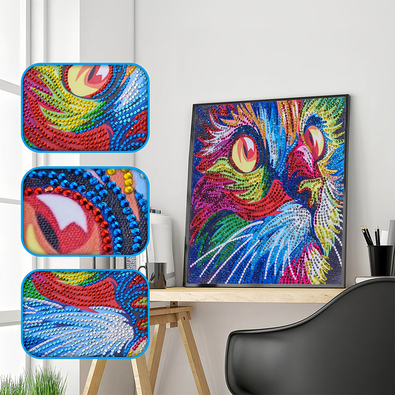 Bunte Katze Sonderform Diamond Painting