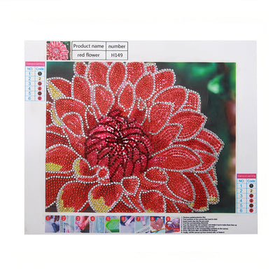 Rote Chrysantheme Sonderform Diamond Painting