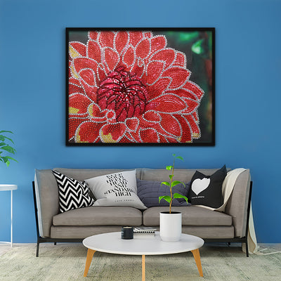 Rote Chrysantheme Sonderform Diamond Painting