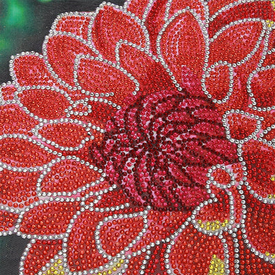 Rote Chrysantheme Sonderform Diamond Painting