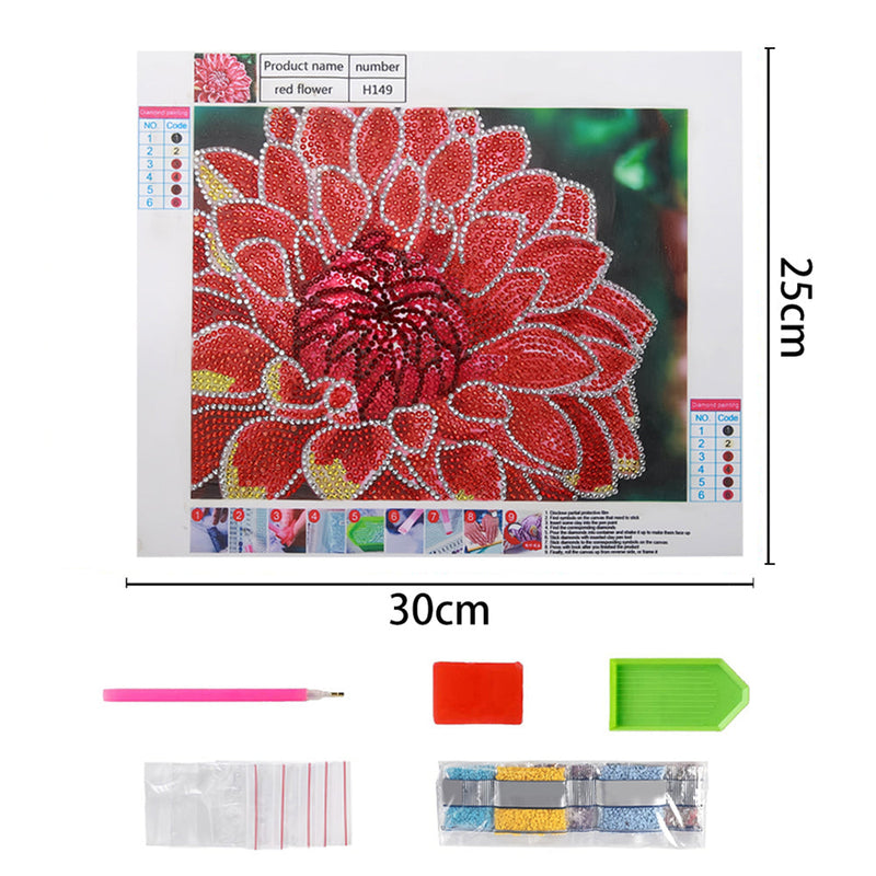 Rote Chrysantheme Sonderform Diamond Painting