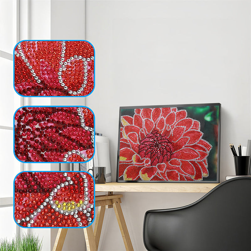 Rote Chrysantheme Sonderform Diamond Painting