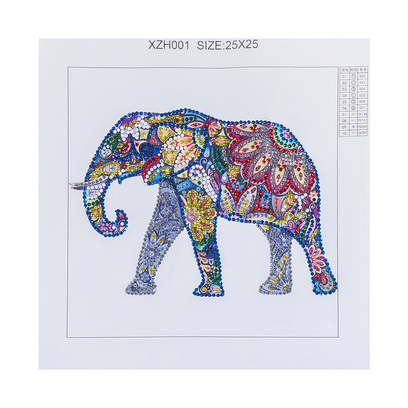 Bunte Blume Elefant Sonderform Diamond Painting