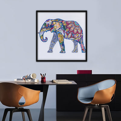 Bunte Blume Elefant Sonderform Diamond Painting