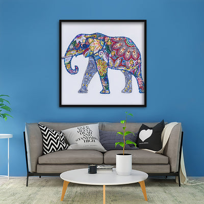 Bunte Blume Elefant Sonderform Diamond Painting