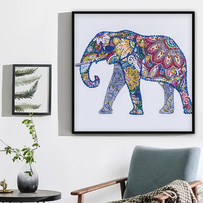 Bunte Blume Elefant Sonderform Diamond Painting