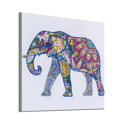 Bunte Blume Elefant Sonderform Diamond Painting