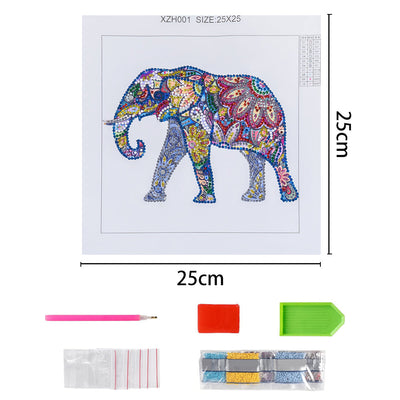 Bunte Blume Elefant Sonderform Diamond Painting