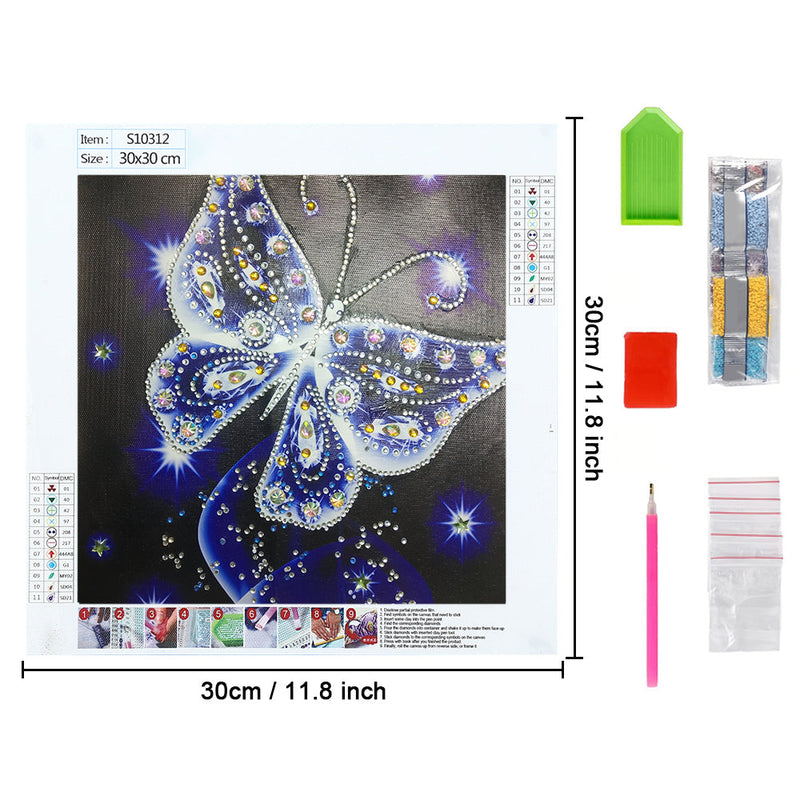 Blau Transparent Schmetterling Sonderform Diamond Painting