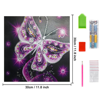 Lila Transparent Schmetterling Sonderform Diamond Painting