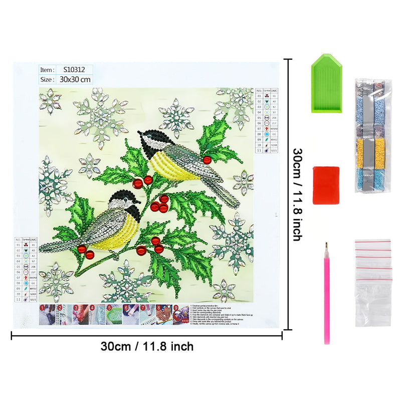 Vögel und Grüne Blätter Sonderform Diamond Painting