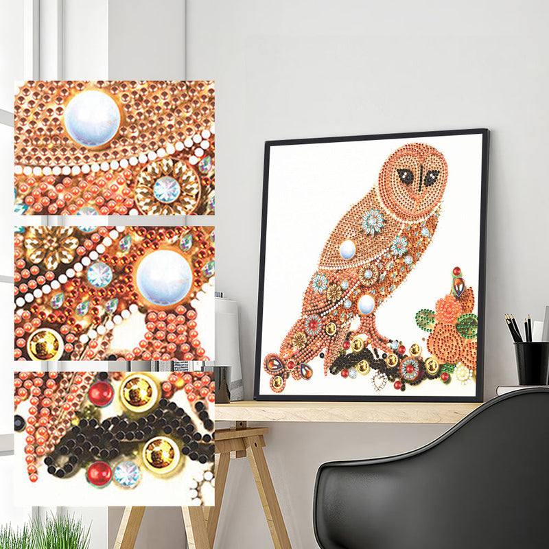 Orange Eule Sonderform Diamond Painting