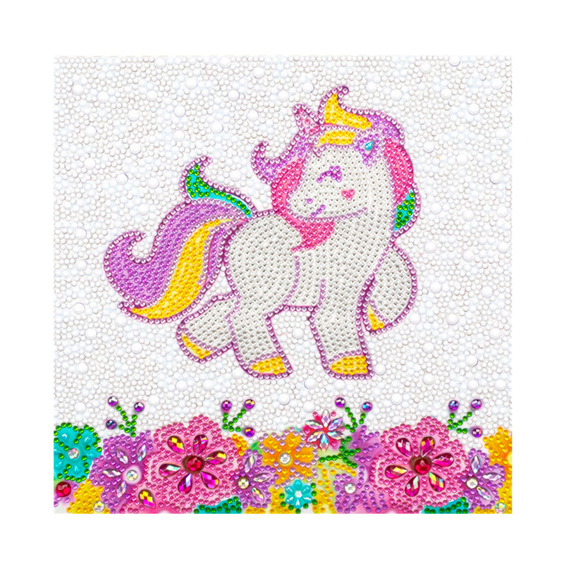 Glückliches Einhorn und Blumen Sonderform Diamond Painting