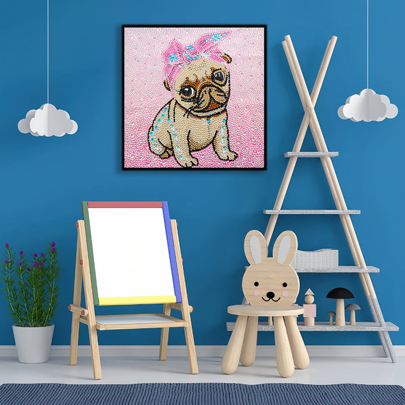 Hund Trägt Rosa Stirnband Sonderform Diamond Painting