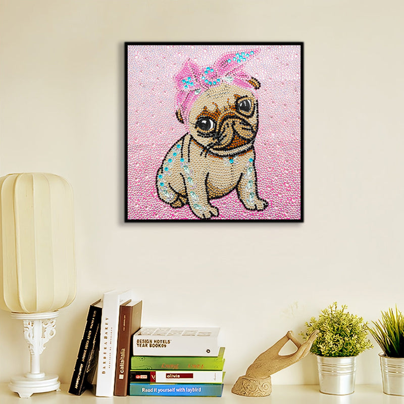 Hund Trägt Rosa Stirnband Sonderform Diamond Painting