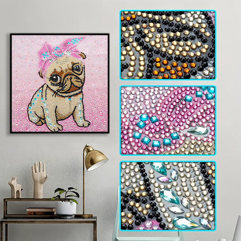 Hund Trägt Rosa Stirnband Sonderform Diamond Painting