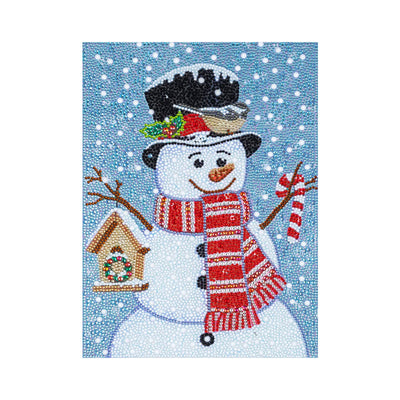 Schneemann mit Rotem Schal Sonderform Diamond Painting