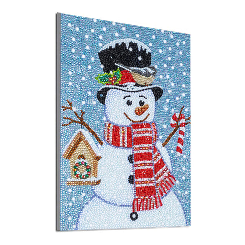 Schneemann mit Rotem Schal Sonderform Diamond Painting