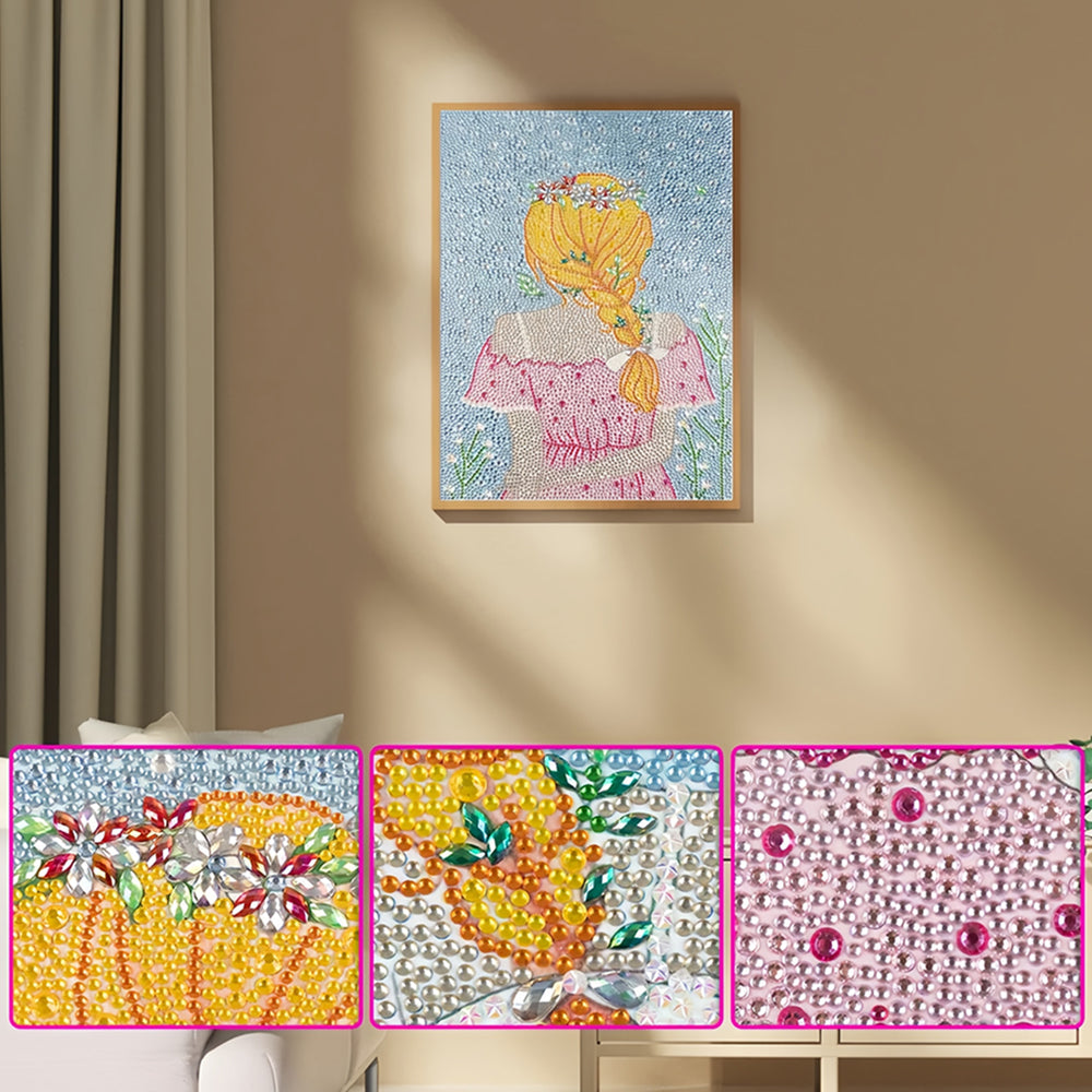 Mädchen mit Gelbem Geflochtenem Haar Sonderform Diamond Painting