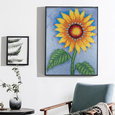 Grüne Blätter Sonnenblume Sonderform Diamond Painting