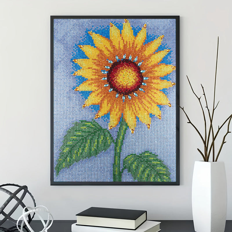 Grüne Blätter Sonnenblume Sonderform Diamond Painting