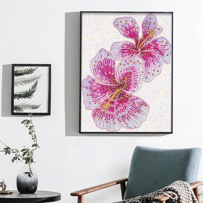 Rosa Blumen Sonderform Diamond Painting