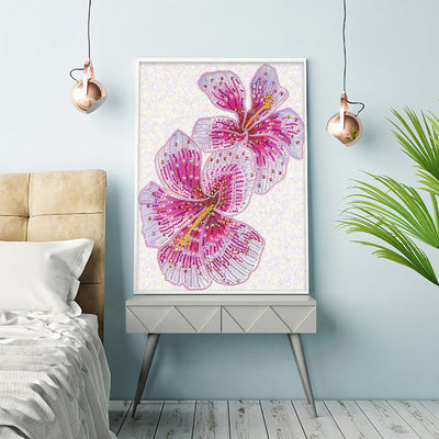 Rosa Blumen Sonderform Diamond Painting