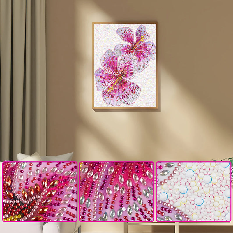 Rosa Blumen Sonderform Diamond Painting