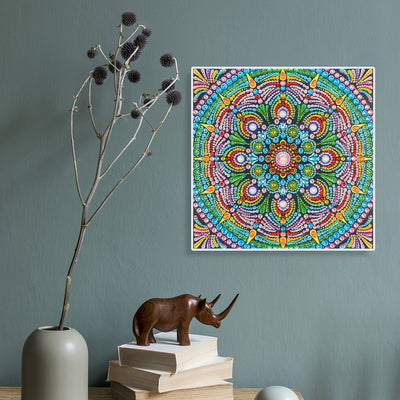 Grüner Lotus Mandala Sonderform Diamond Painting