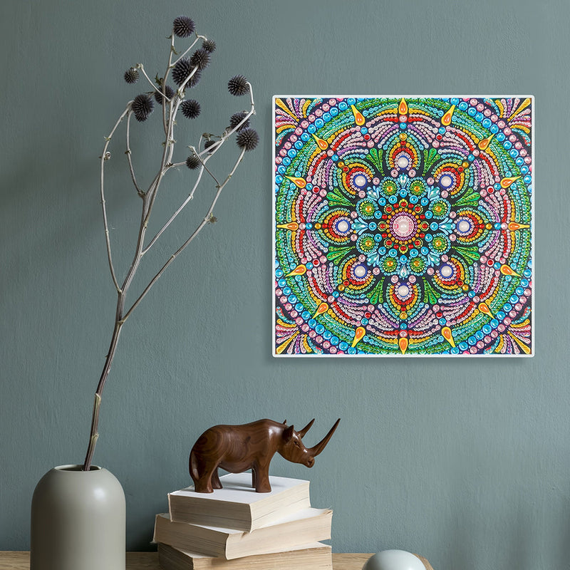 Grüner Lotus Mandala Sonderform Diamond Painting