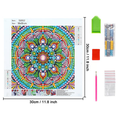 Grüner Lotus Mandala Sonderform Diamond Painting