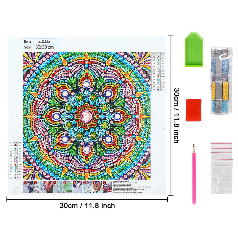 Grüner Lotus Mandala Sonderform Diamond Painting