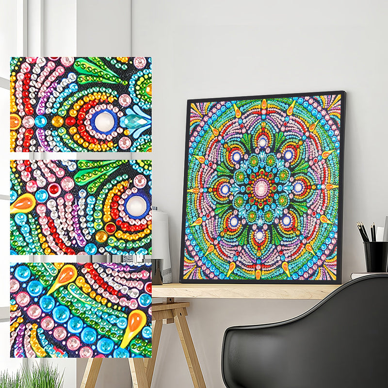 Grüner Lotus Mandala Sonderform Diamond Painting