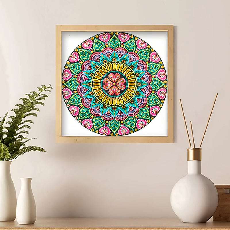 Blume und Herz Mandala Sonderform Diamond Painting